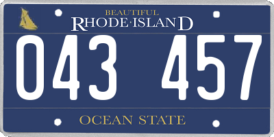 RI license plate 043457