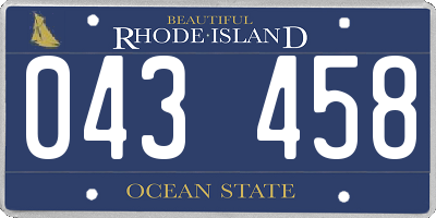 RI license plate 043458