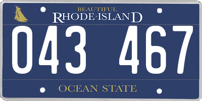 RI license plate 043467