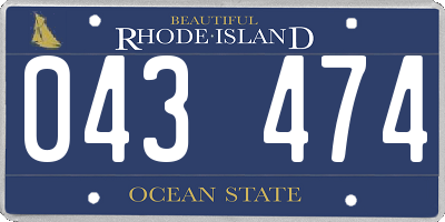 RI license plate 043474