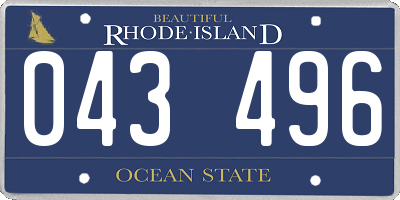 RI license plate 043496