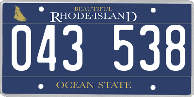 RI license plate 043538