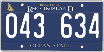 RI license plate 043634