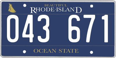 RI license plate 043671