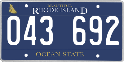 RI license plate 043692