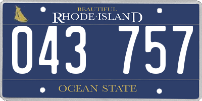 RI license plate 043757