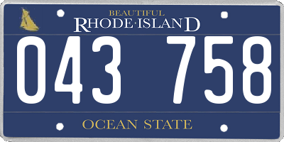 RI license plate 043758