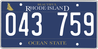 RI license plate 043759
