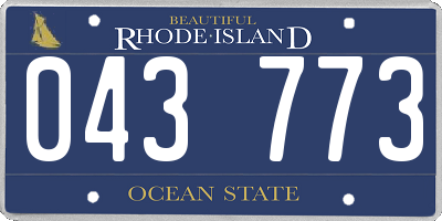 RI license plate 043773