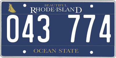 RI license plate 043774