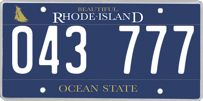 RI license plate 043777