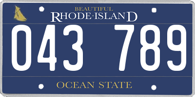 RI license plate 043789