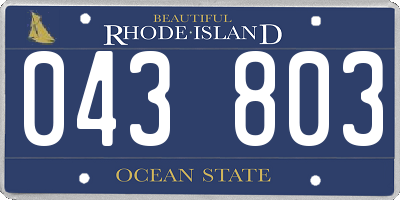 RI license plate 043803
