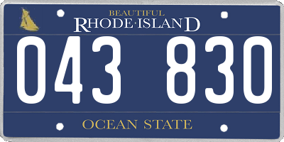 RI license plate 043830