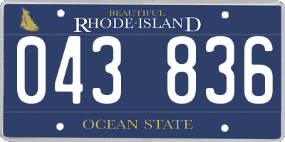 RI license plate 043836