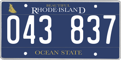 RI license plate 043837