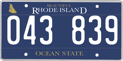 RI license plate 043839