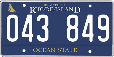 RI license plate 043849