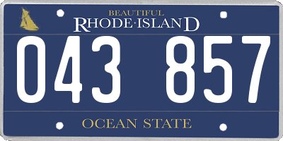 RI license plate 043857