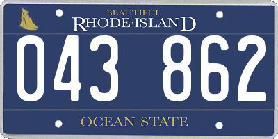 RI license plate 043862