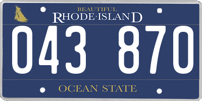 RI license plate 043870