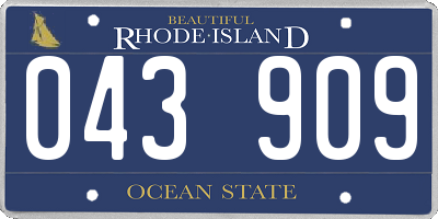 RI license plate 043909