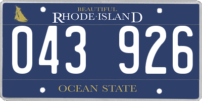 RI license plate 043926