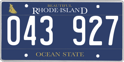 RI license plate 043927