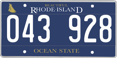 RI license plate 043928