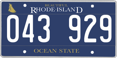 RI license plate 043929