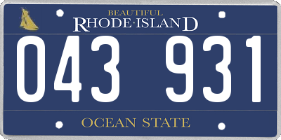 RI license plate 043931