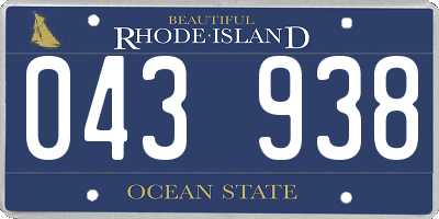 RI license plate 043938
