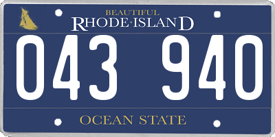 RI license plate 043940
