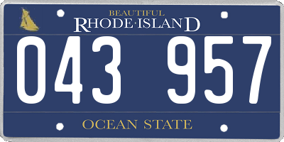 RI license plate 043957