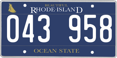 RI license plate 043958