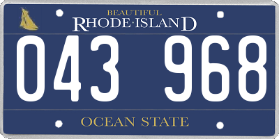 RI license plate 043968