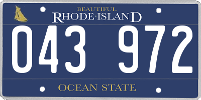 RI license plate 043972