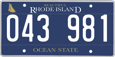 RI license plate 043981