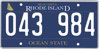 RI license plate 043984