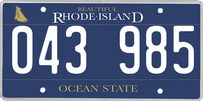 RI license plate 043985