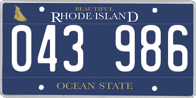 RI license plate 043986