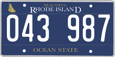 RI license plate 043987