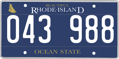 RI license plate 043988