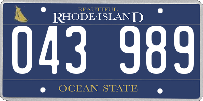 RI license plate 043989
