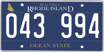 RI license plate 043994