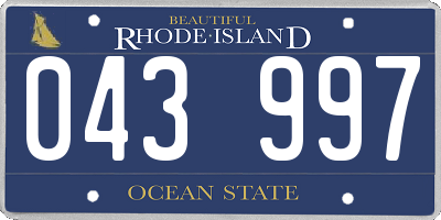 RI license plate 043997