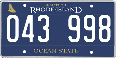 RI license plate 043998