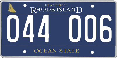 RI license plate 044006