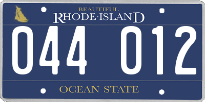 RI license plate 044012