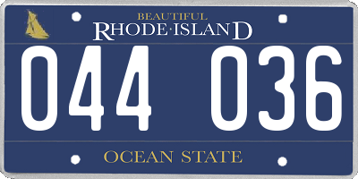 RI license plate 044036